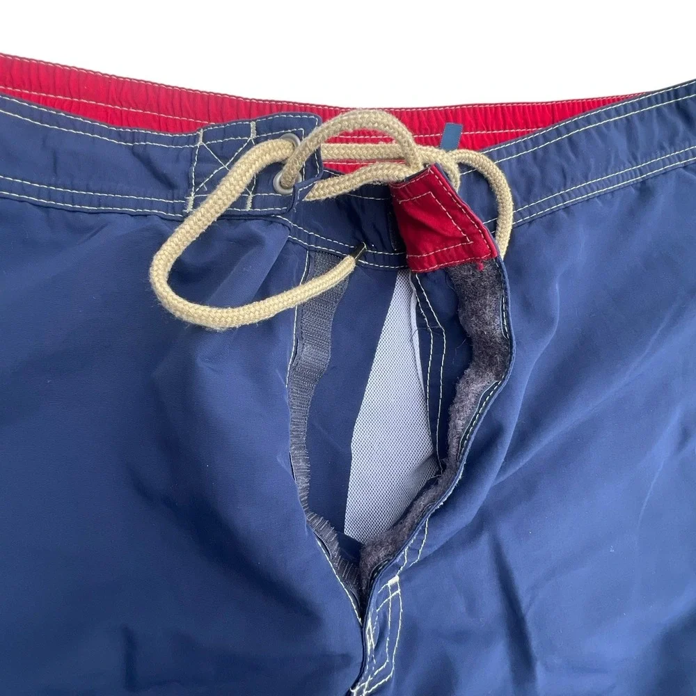 Vtg Polo Ralph Lauren Swim Trunks Shorts Mens Large Red Blue Nylon Lined Pocket